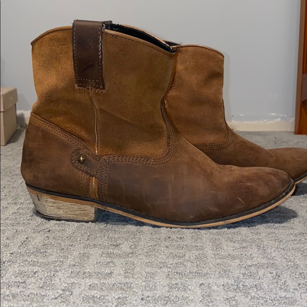 Brown cowboy ankle boots